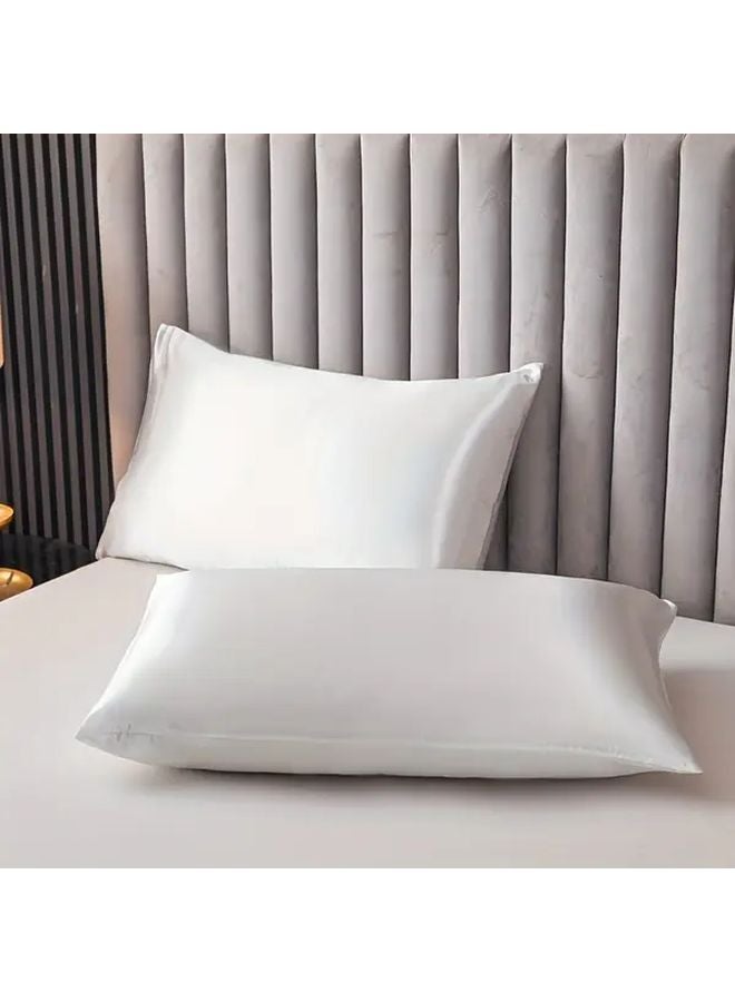 White Satin Duvet Cover Set 3 Piece 53x79 Inches Cool Skin Friendly All Seasons - Image 4